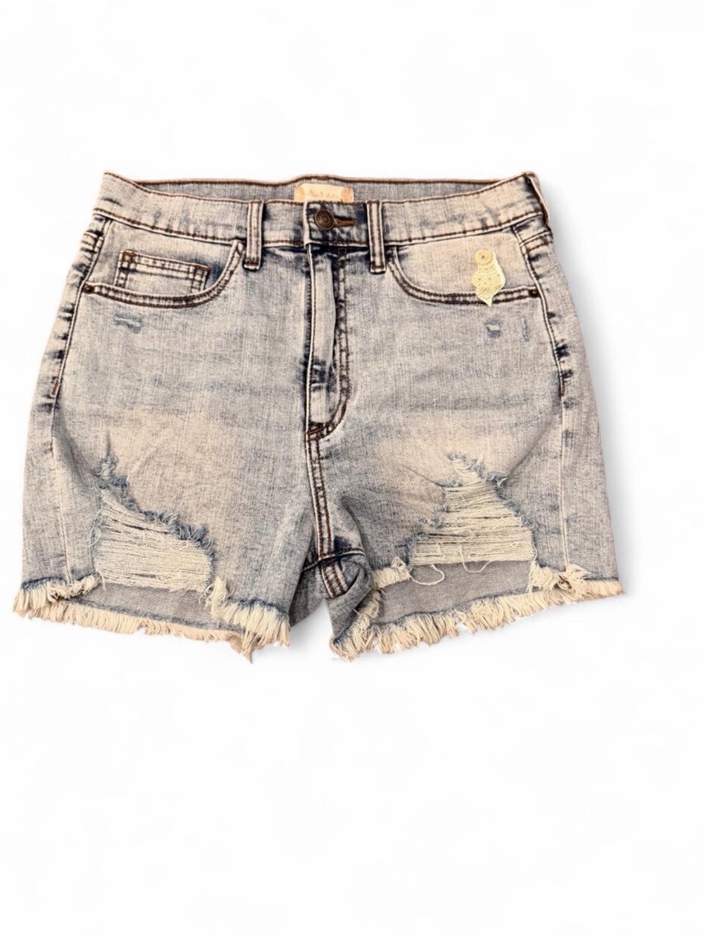 Altar'd State Light Wash Distressed Denim Shorts
